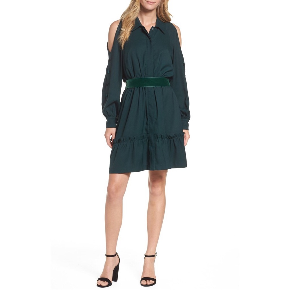 Eliza J Cold Shoulder Shirtdress